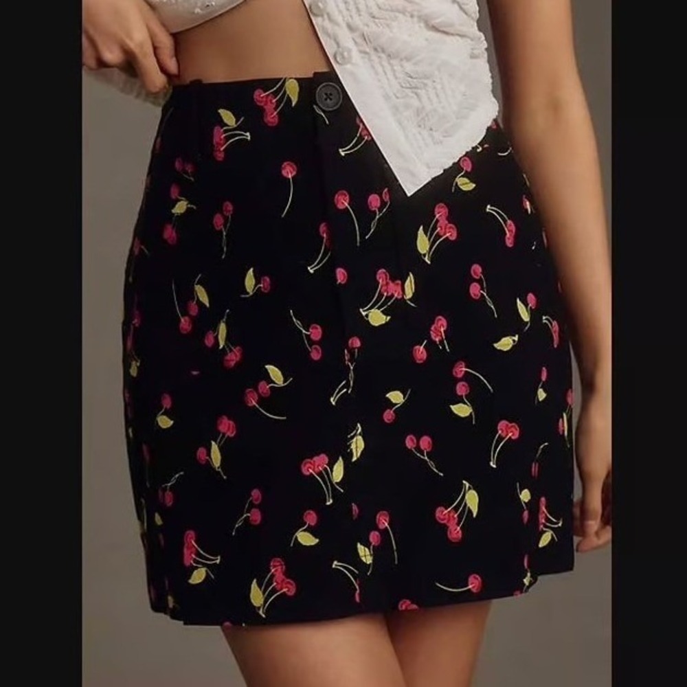 Anthropologie Maeve Mini Cherry Colette Mini Skirt - Small